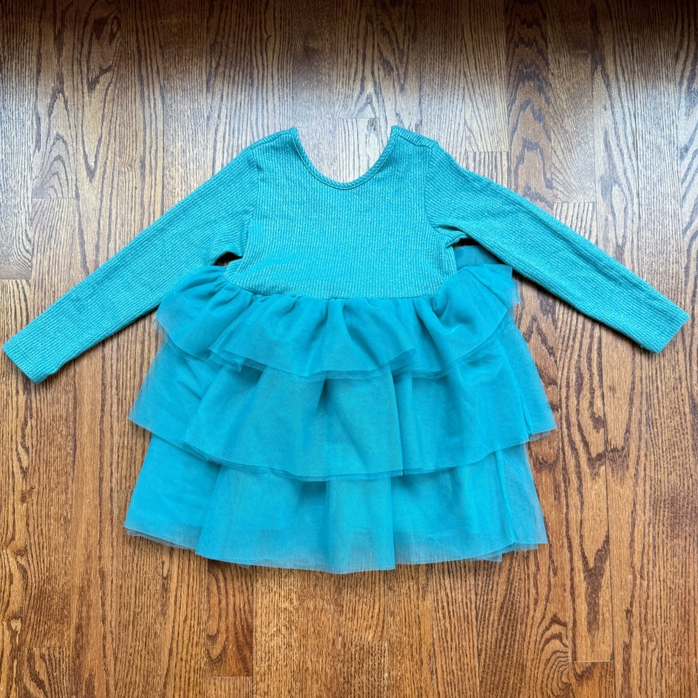 Hanna Andersson Sparkle Rib Tulle Tiered Dress Sz 5